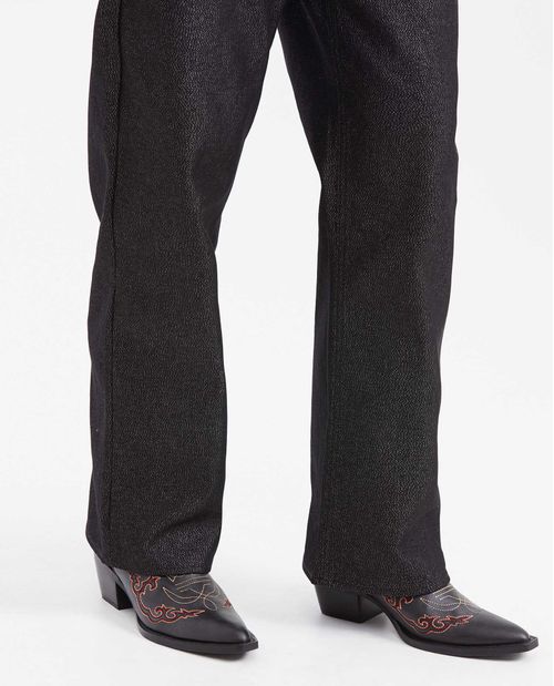 Jean Straight Fit Tiro Alto Bota Relaxed Negro para Mujer