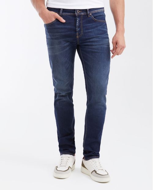 Jean Súper Slim Fit Tiro Bajo Bota Super Slim Azul Oscuro para Hombre