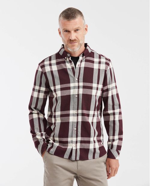 Camisa Slim Fit Manga Corta Estampado a Cuadros para Hombre