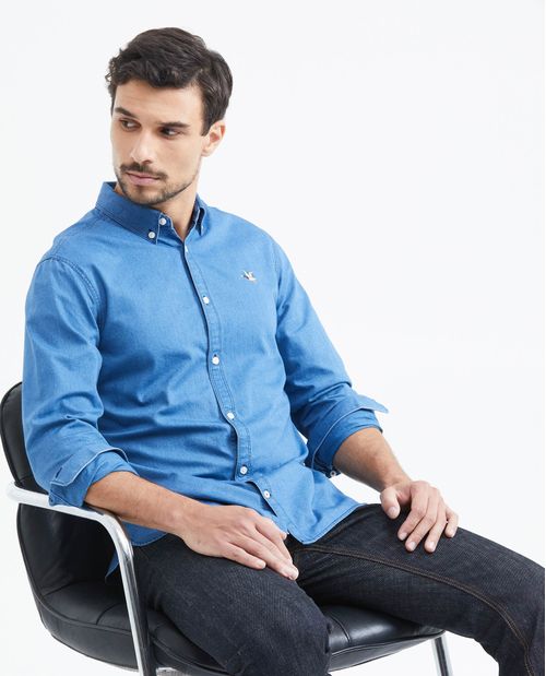Camisa Manga Larga 100% Algodón Masculina