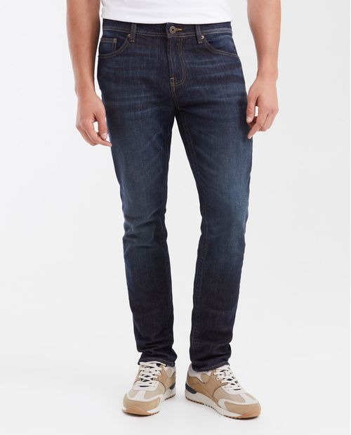 Jean Slim Fit Tiro Medio Bota Slim Azul Ultra Oscuro para Hombre
