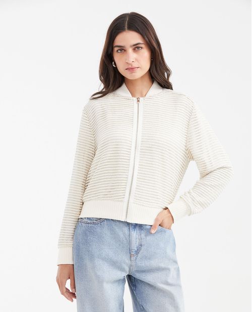 Chaqueta Tipo Bomber en Malla para Mujer