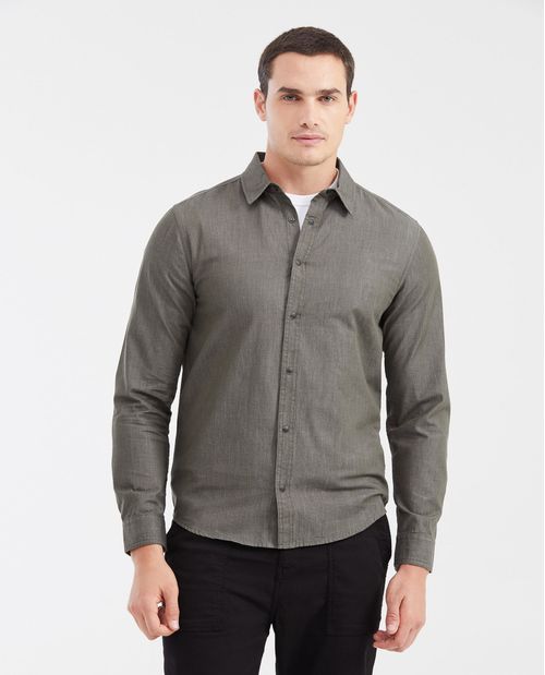 Camisa Slim Fit Manga Larga con Broches para Hombre