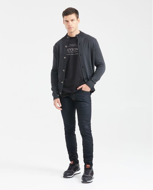 Chaqueta Tejida con Cuello Alto para Hombre