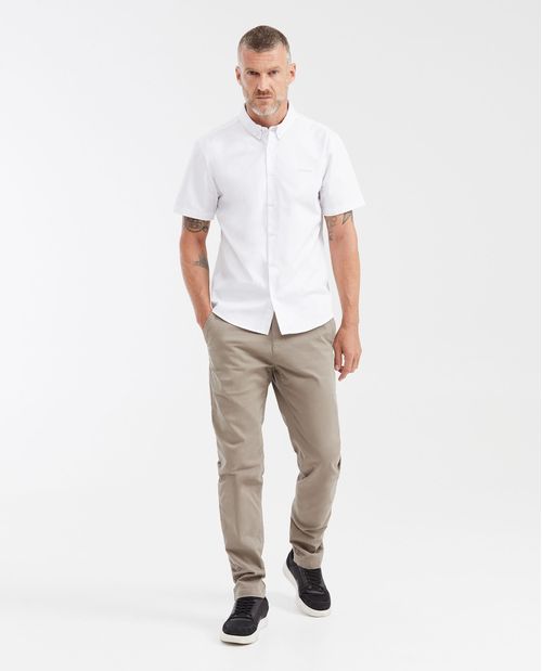 Camisa Slim Fit Manga Corta 100% Algodón con Acabado Dry-Soft para Hombre