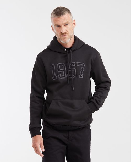 Buzo cerrado con Capucha y Aplique Bordado para Hombre