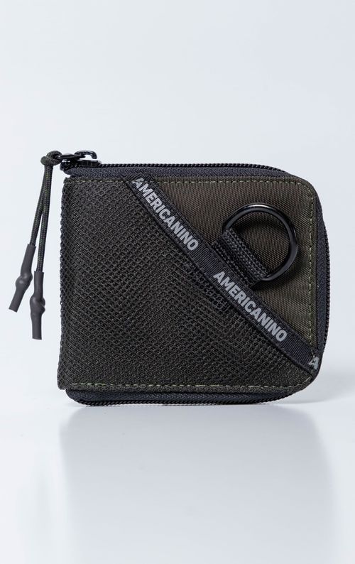 Billetera con detalles de malla y estampado para hombre