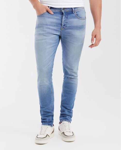 Jean Súper Slim Fit Tiro Bajo Bota Super Slim Azul Medio para Hombre