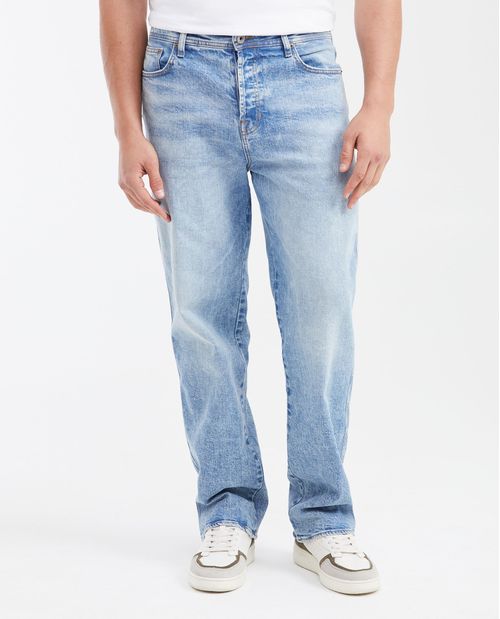 Jean Relaxed Fit Tiro Alto Boot Cut Azul Claro Vintage para Hombre