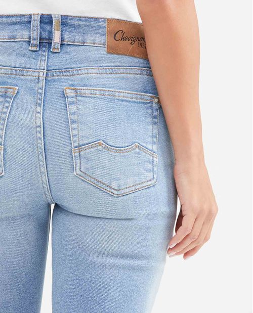 Jean High Rise Bota Slim Azul Claro para Mujer