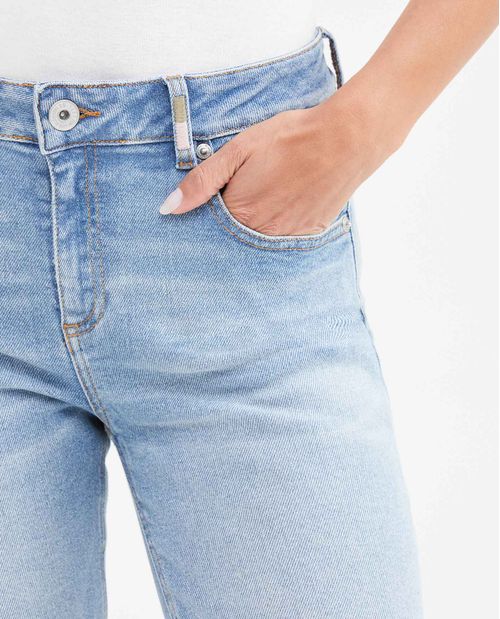 Jean High Rise Bota Slim Azul Claro para Mujer