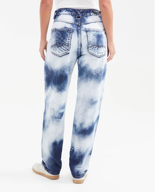 Jean Ballon Fit High Rise Boot Cut Azul Oscuro Efecto Acuarelado para Mujer