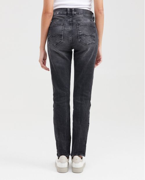 Jean High Rise Bota Skinny Negro Mate para Mujer