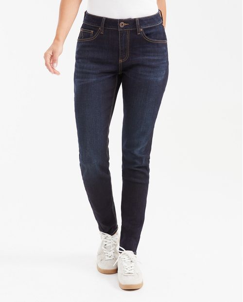 Jean High Rise Bota Slim Azul Ultra Oscuro Vintage para Mujer