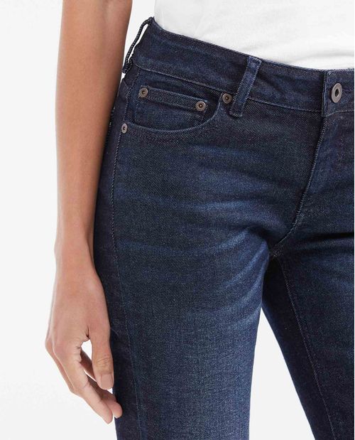 Jean Low Rise Bota Slim Azul Ultra Oscuro Vintage para Mujer