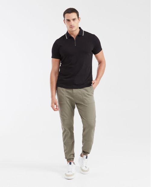 Camiseta Polo Slim Fit con Apariencia Knitwear para Hombre