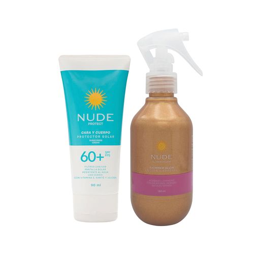 Oferta Protector Solar Nude Spf 60+ 90 Ml + Shimmer Glow 180 Ml