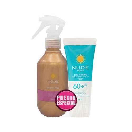 Oferta Protector Solar Nude Spf 60+ 90 Ml + Shimmer Glow 180 Ml