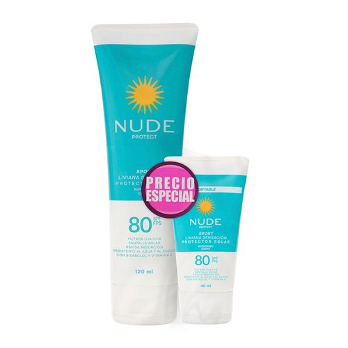 Oferta Protector Solar Nude Spf 80 Liviana Sensación  120 Ml + 40 Ml