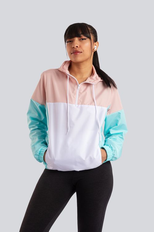 Chaqueta Rompevientos Mujer Rosa x Verde JM02
