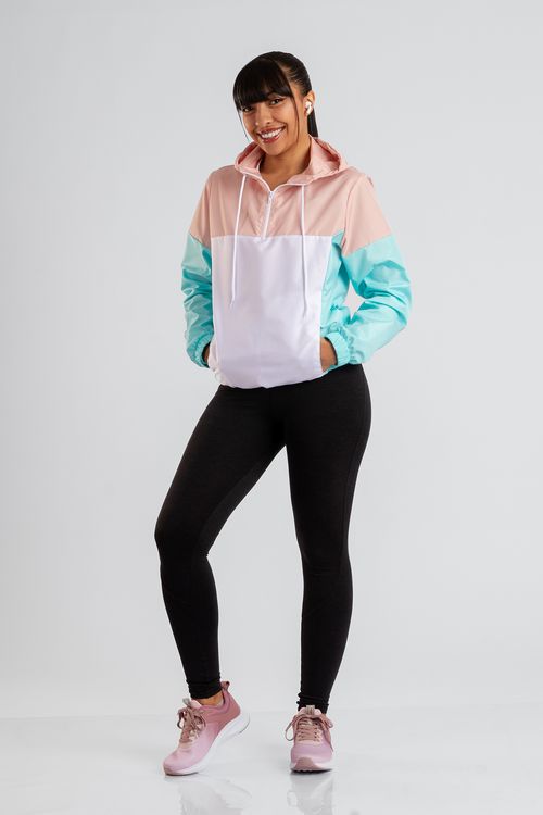 Chaqueta Rompevientos Mujer Rosa x Verde JM02