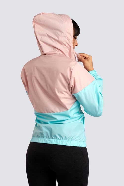 Chaqueta Rompevientos Mujer Rosa x Verde JM01