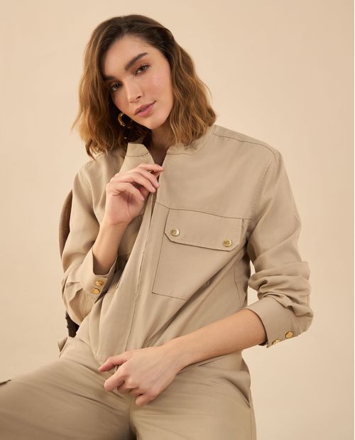 Chaqueta de cuello redondo para mujer