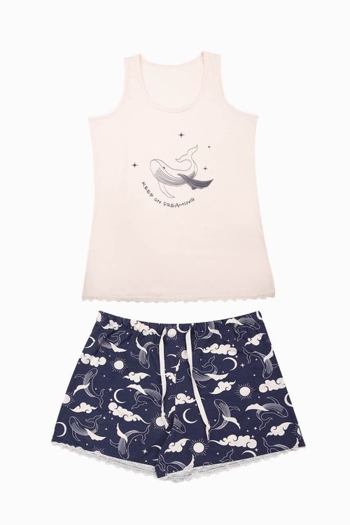 Pijama conjunto manga sisa en algodón