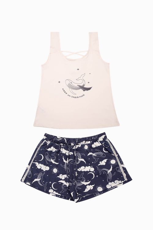 Conjunto pijama elaborada en algodón