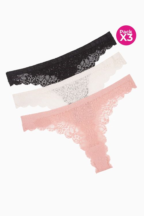 Panty brasilera paquete x3 confeccionado en encaje