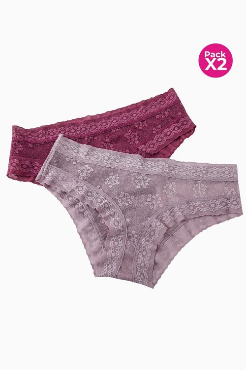 Panty tipo hipster confeccionado en malla paquete x2