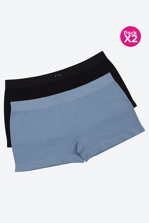 Panty seamless tipo boxer con textura espiga paquete x2