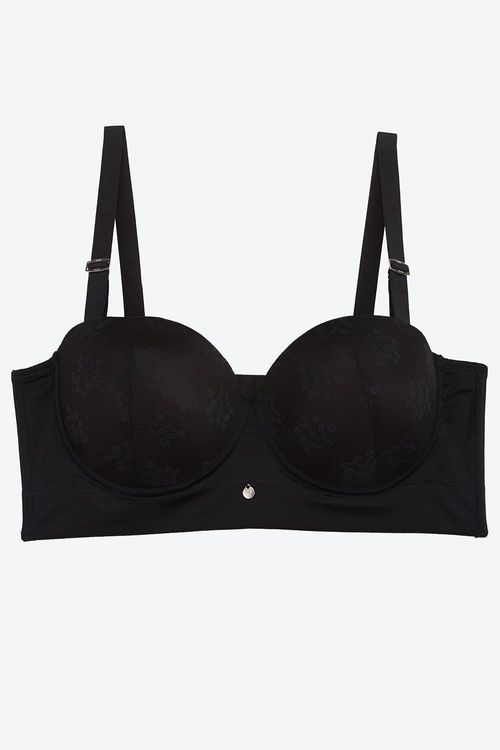 Brasier tipo strapless en microfibra y encaje