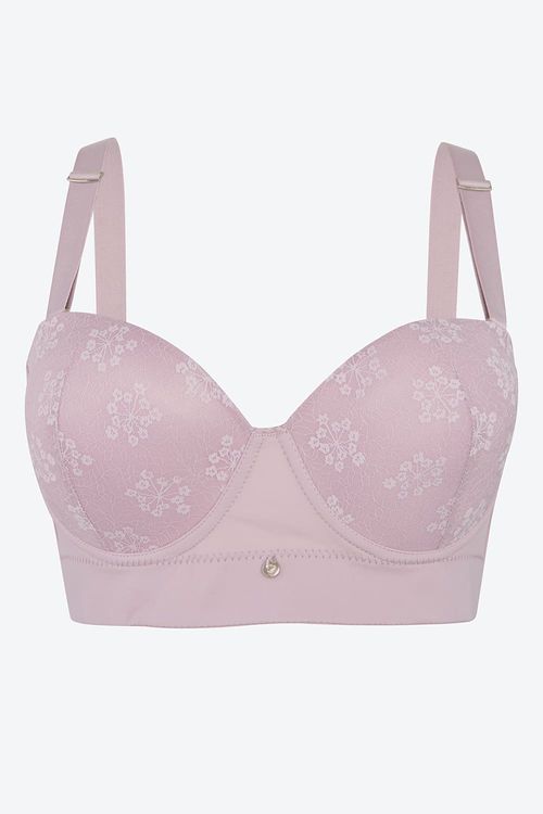 Brasier tipo strapless en microfibra y encaje