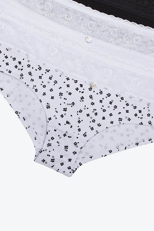 Panty tipo hípster en algodón y encaje paquete x3