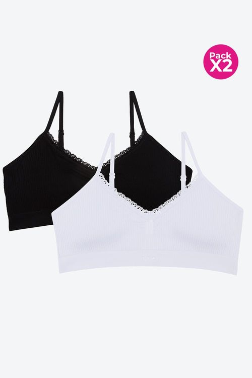 Top seamless tirantes delgados textura espiga x2 unidades