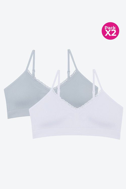 Top seamless tirantes delgados textura espiga x2 unidades