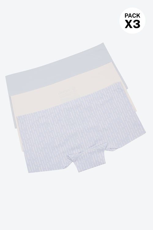 Panty boxer corte láser paquete x3 en microfibra