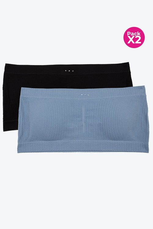 Top seamless tipo strapless textura espiga x2 unidades