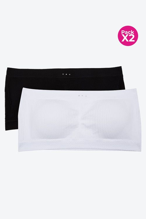 Top seamless tipo strapless textura espiga x2 unidades