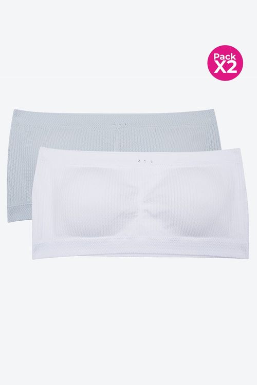 Top seamless tipo strapless textura espiga x2 unidades