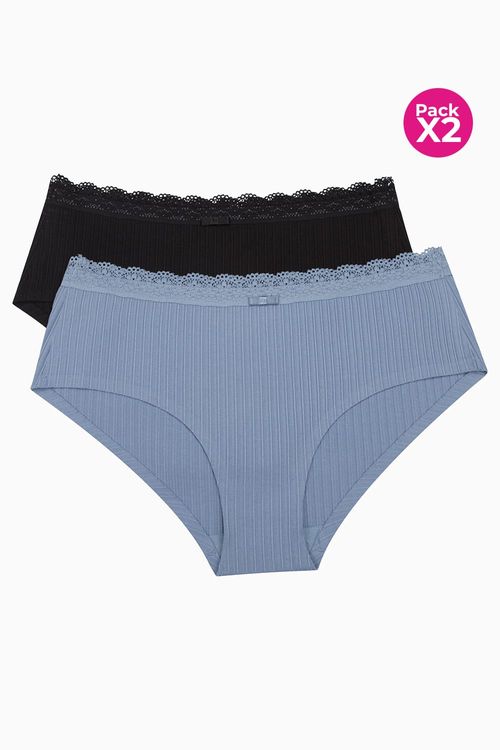 Panty tipo hipster paquete x2 en algodón