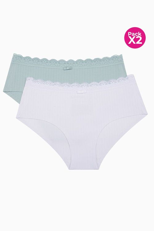 Panty tipo hipster paquete x2 en algodón