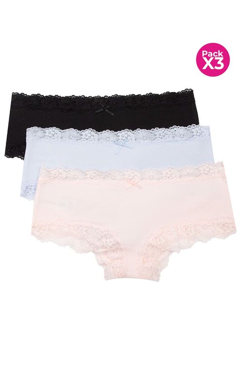 Panty hipster paquete x3 en algodón para adolecentes