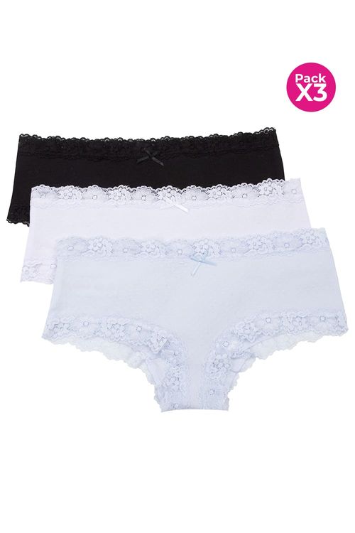 Panty hipster paquete x3 en algodón para adolecentes