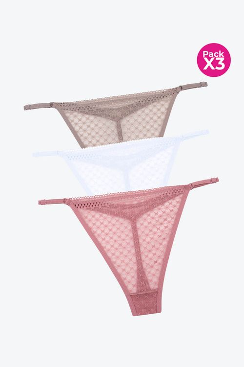 Panty paquete x3 tipo brasilera en encaje