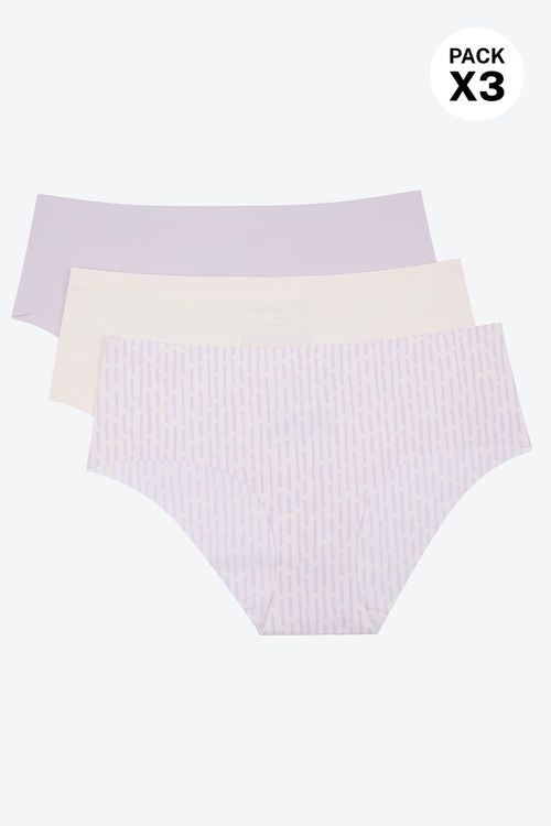 Panty hipster corte láser paquete x3 en microfibra