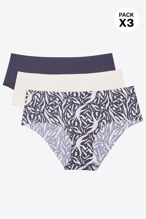 Panty hipster corte láser paquete x3 en microfibra