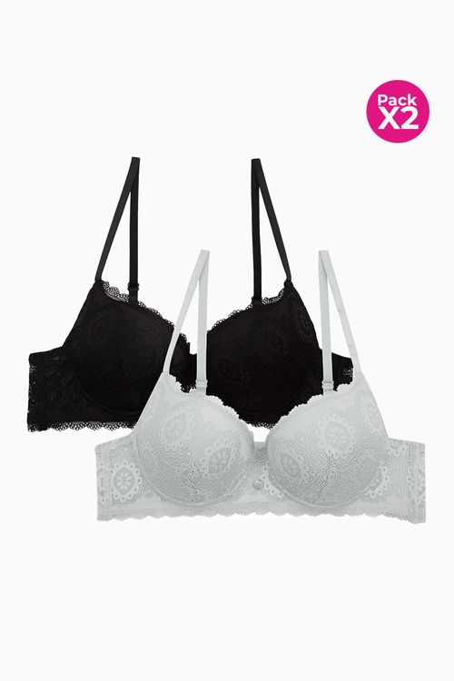 Brasier con cubrimiento 3/4 paquete x2 en encaje