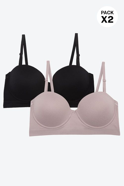 Brasier strapless tipo seamless paquete x2 en poliamida
